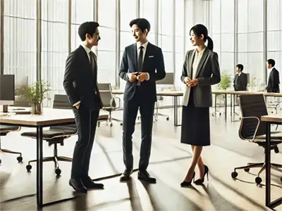 会社で立ち話のイメージ