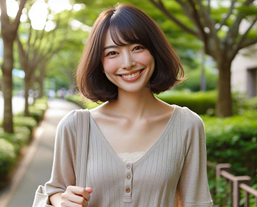 笑顔で歩くイメージ