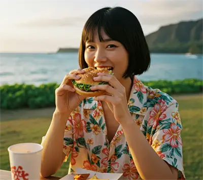 ハンバーガーを食べるイメージ