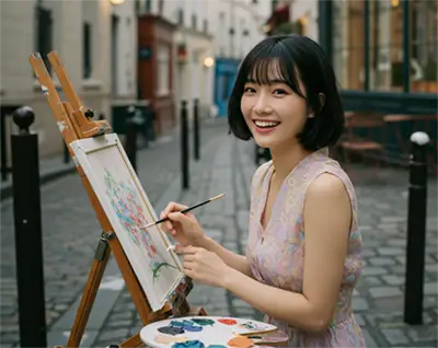 絵を描いている女性