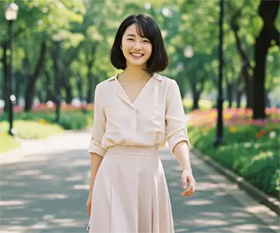 公園を歩く人