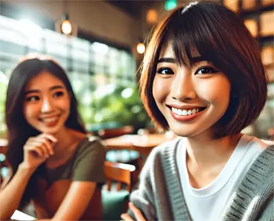 笑顔で会話をするイメージ